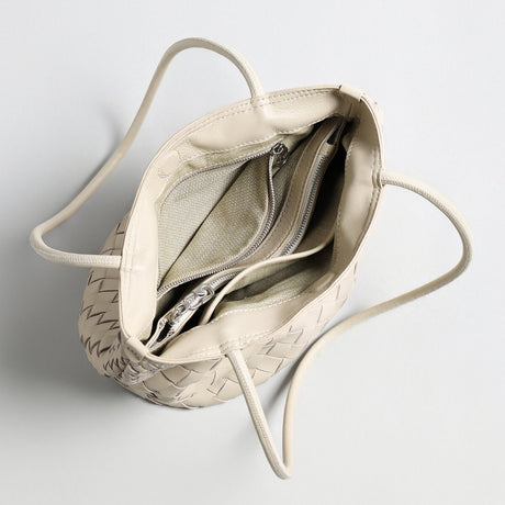 Woven Lambskin Bucket Tote - Ivory