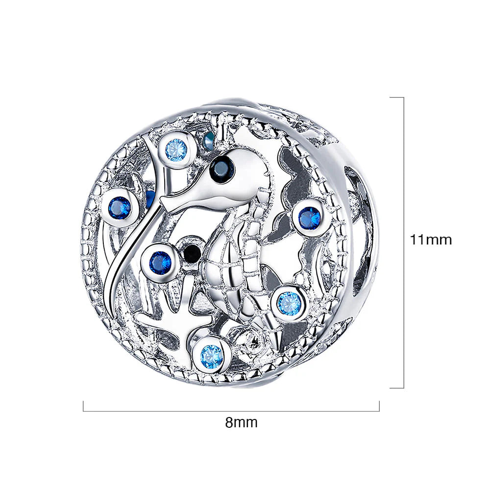 Solid 925 Sterling Silver Baby Seahorse Animal Pandora Inspired Charm