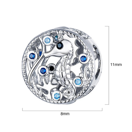 Solid 925 Sterling Silver Baby Seahorse Animal Pandora Inspired Charm