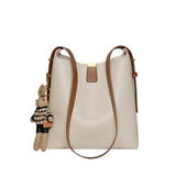 Nalandu Natalia Rabbit Charm Leather Work Tote Bag - Ivory