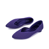 Pointed Toe Knit Ballet Flats - Purple