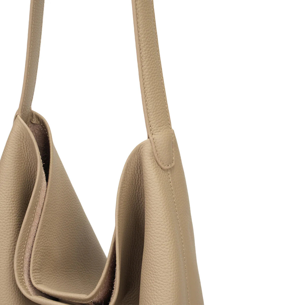 BAMEI Genuine Cowhide Slouchy Tote Bag 2-in-1 Set - Taupe