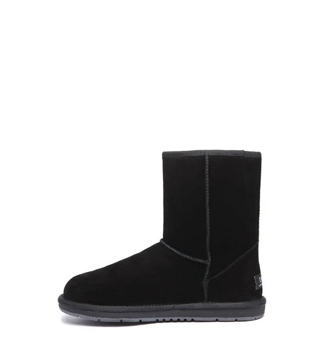 Short Classic Suede Boots in Black