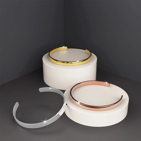 Boxed 3 Tri-Tone Avenue Classic Cuff Bangle Set - 6mm