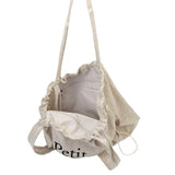 BAMEI Natural Linen Oversized Tote Bag with “Salomé” Letter Print - Ivory