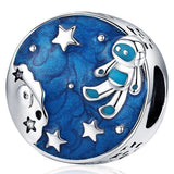 Solid 925 Sterling Silver Spaceman Charm