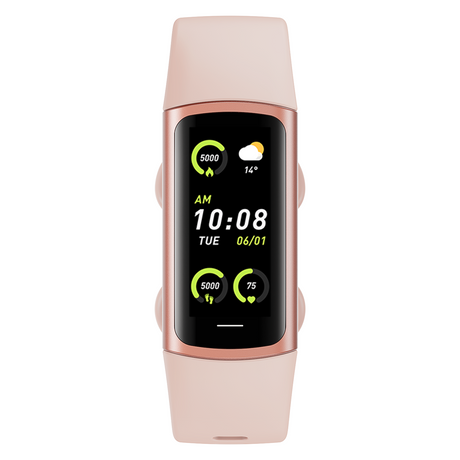 TODO Fitness Tracker Smart Watch BT 5.0 Body Thermometer Temperature BPM Monitor - Pink
