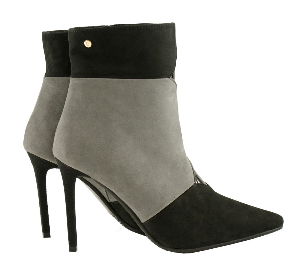Bosccolo Womens Spike Heel Boots - Grey/Black Nubuk