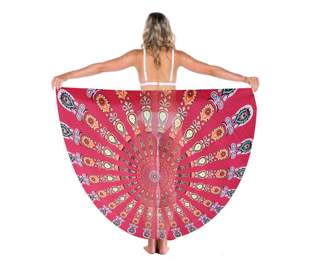 TODO Luxury Edition Chiffon Digital Print Beach Throw Yoga - Red