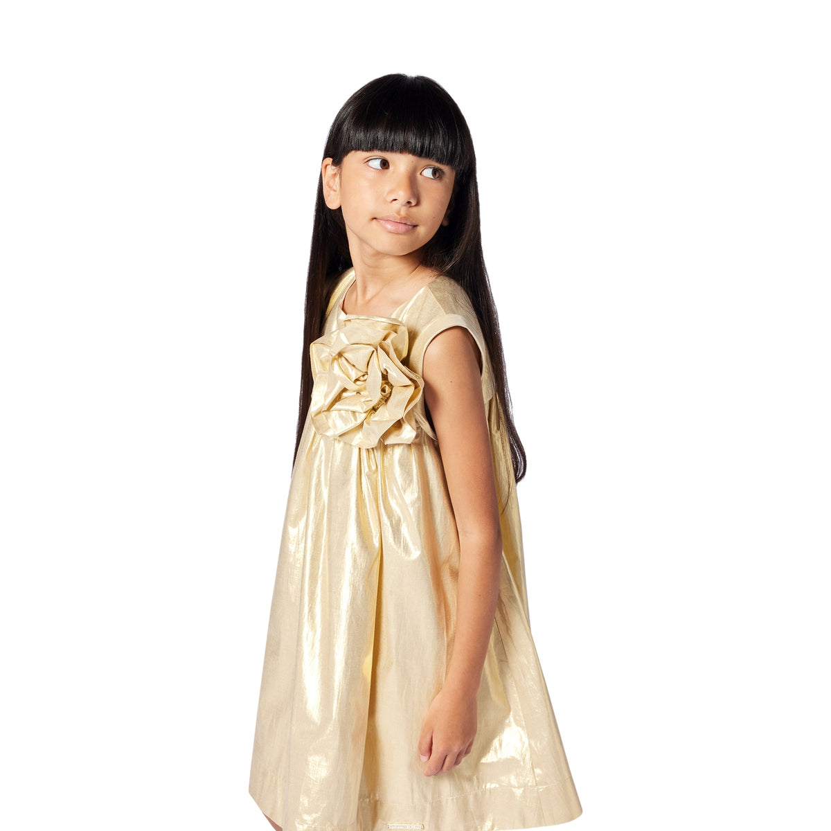 Karl Lagerfeld Girls Formal Dress With Flower - Gold
