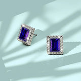 Krystal Couture Square Tanzanite Stud Earrings Embellished with Crystals from SWAROVSKI