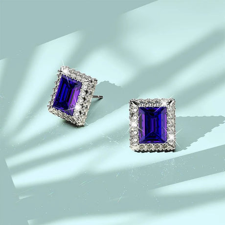 Krystal Couture Square Tanzanite Stud Earrings Embellished with Crystals from SWAROVSKI