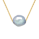 Necklace Baroque Baroque Freshwater Pearl Grey Yellow Gold 8-9mm