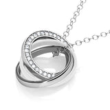Krystal Couture White Gold Triple Interlocking Ring White Pendant Necklace Embellished with Swarovski Crystals