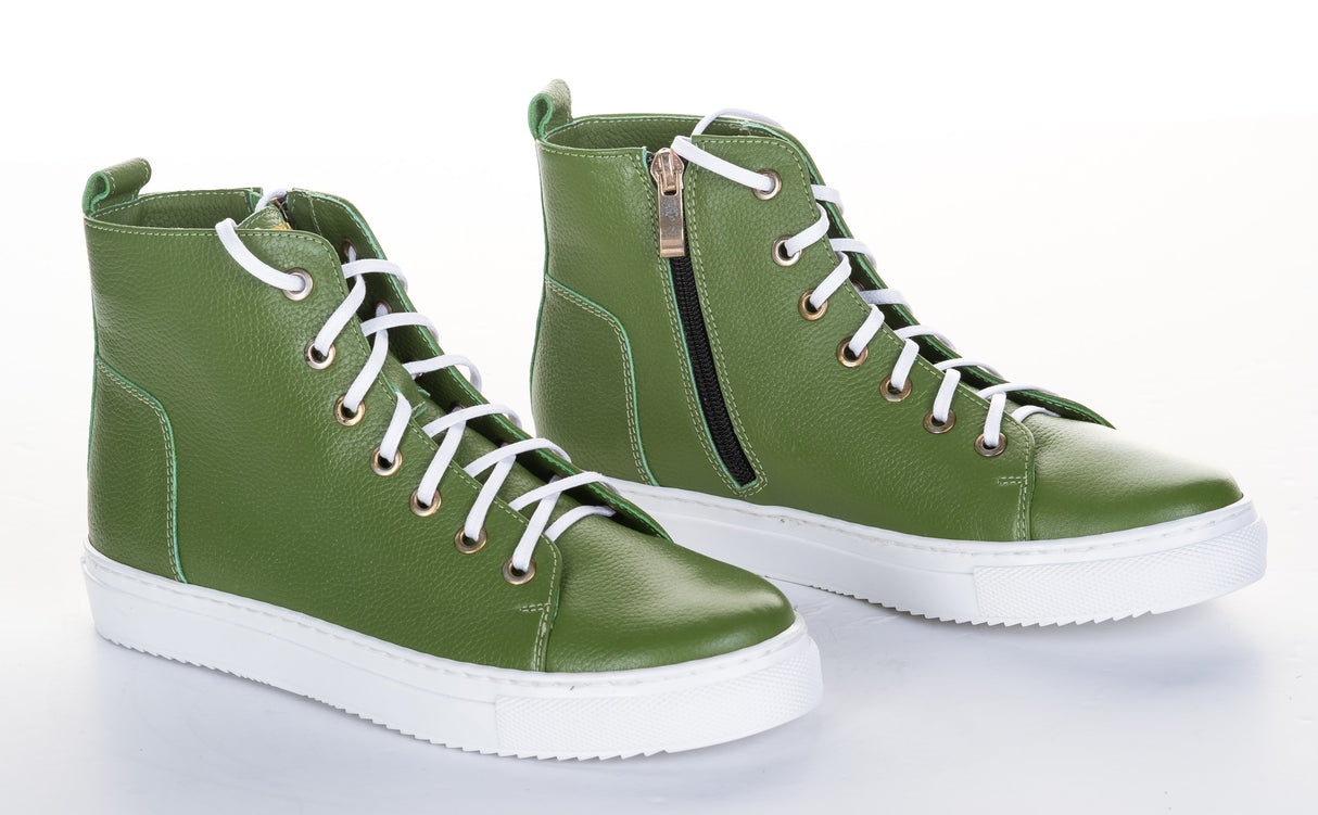 Bosccolo Womens Sneakers With Zipper - Green/White