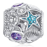 Solid 925 Sterling Silver Starfish and Seashells Pandora Inspired Charm