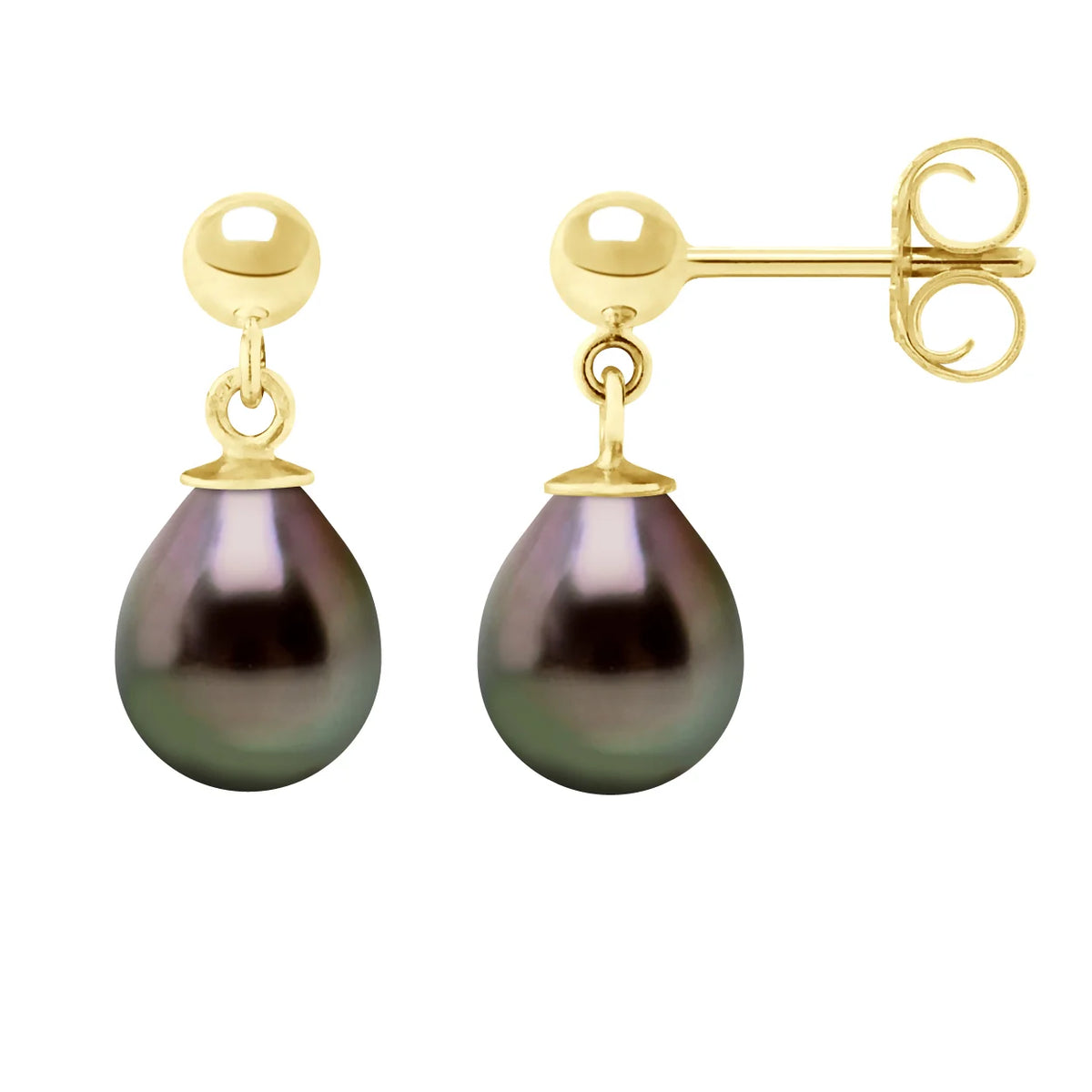 Manufacture Royale Drop Drop Earrings Tahitian Pearl Yellow Gold 8-9mm