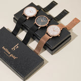 Boxed Bullion Gold Elite watch and Bracelet Set Embellished with Crystals in Rose Gold