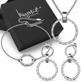 Boxed Orbit Earrings, Bracelet & Necklace Set with SWAROVSKI® Crystal in White Gold