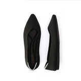 Comfortable Woven Pointed Toe Work Flats - Black