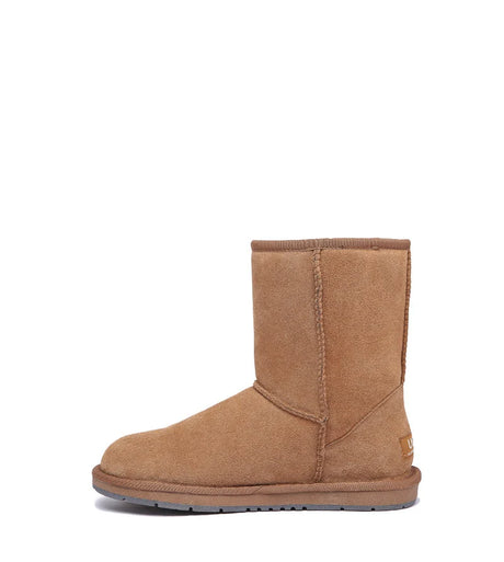 Short Classic Suede Boots in Chestnut