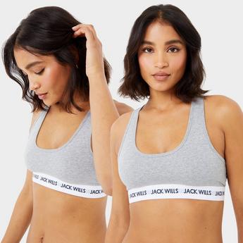 Jack Wills Women's Dibsdall 2 Pack Bralette - Grey