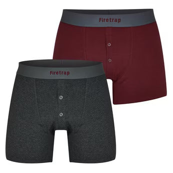 Firetrap Men's 2 Pack Boxer Shorts - Grey