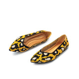 Leopard Print Pointed Toe Work Shoes - Yellow