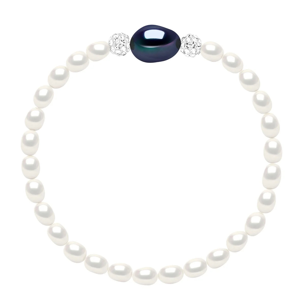 Manufacture Royale Bracelet Elastic Baroque Freshwater Pearl White & Black