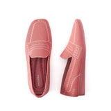 Comfortable Slip On Square Toe Loafers - Coral
