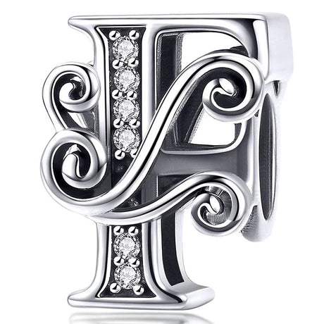 Solid 925 Sterling Silver Vintage Inspired Antique Alphabet Charm
