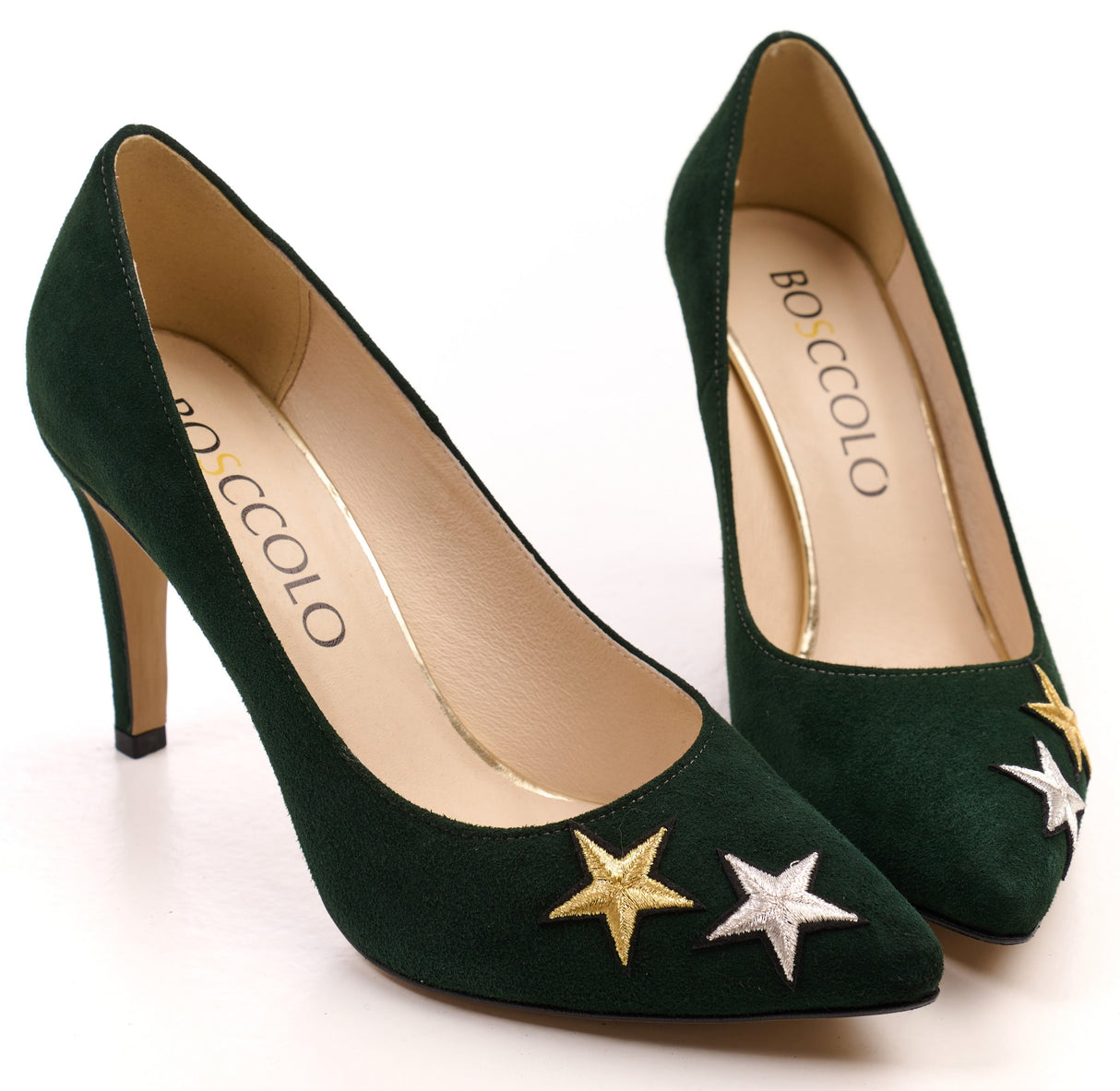 Bosccolo Womens Heels Embroidered - Green