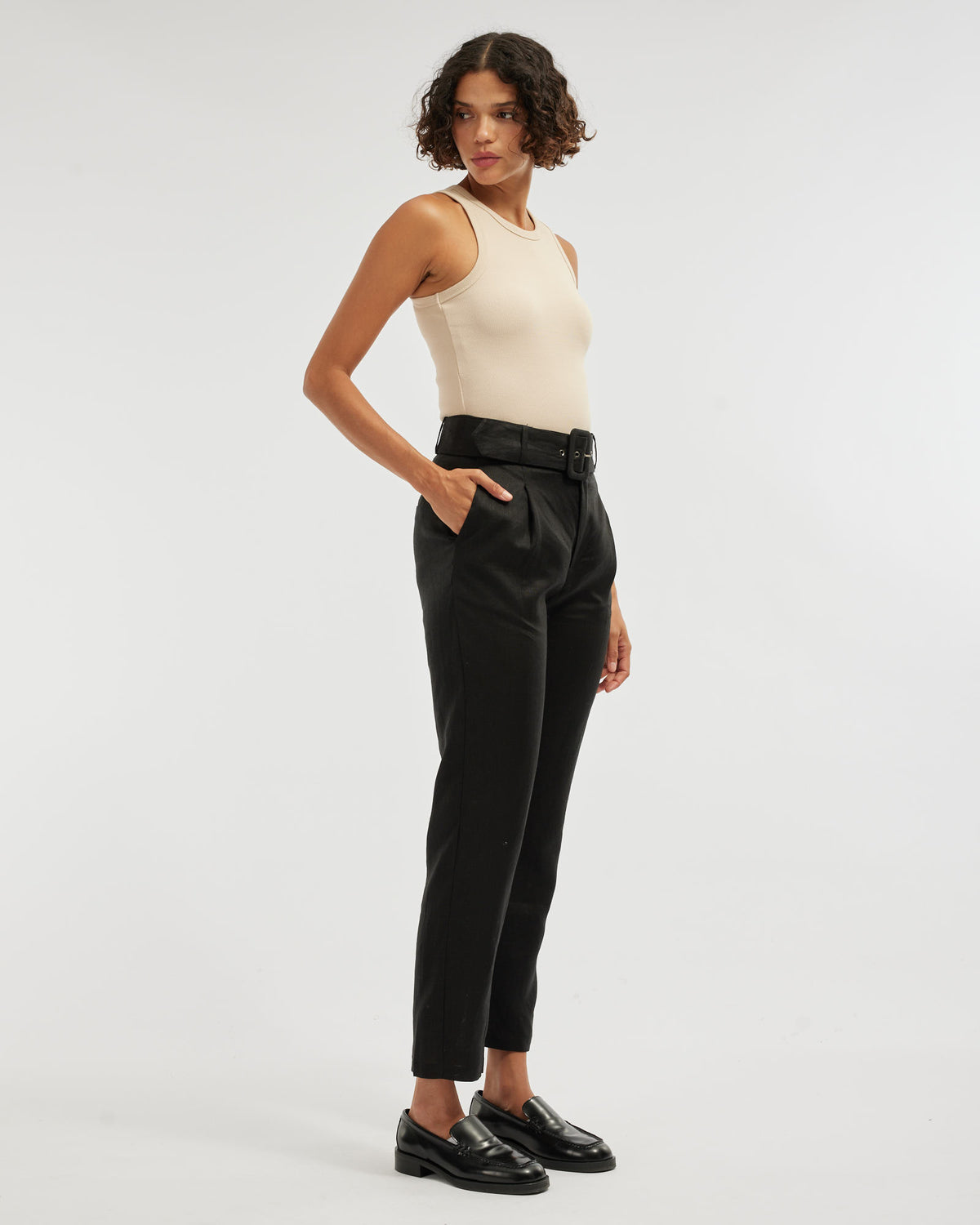 Amelius Azure Linen Pant - Black