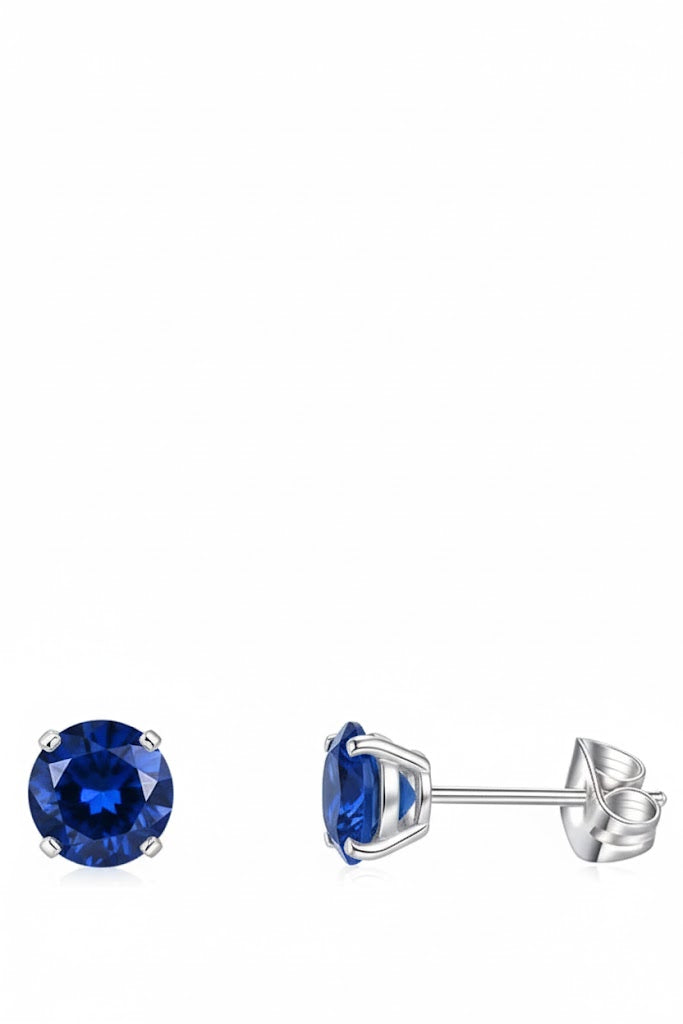 Liv Oliver 18K White Gold Blue Sapphire Quartz Stud Earrings