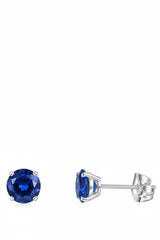 Liv Oliver 18K White Gold Blue Sapphire Quartz Stud Earrings