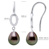 Earrings Real Cultured Tahiti Pearls Pear 8-9 mm - Longueur 42 cm