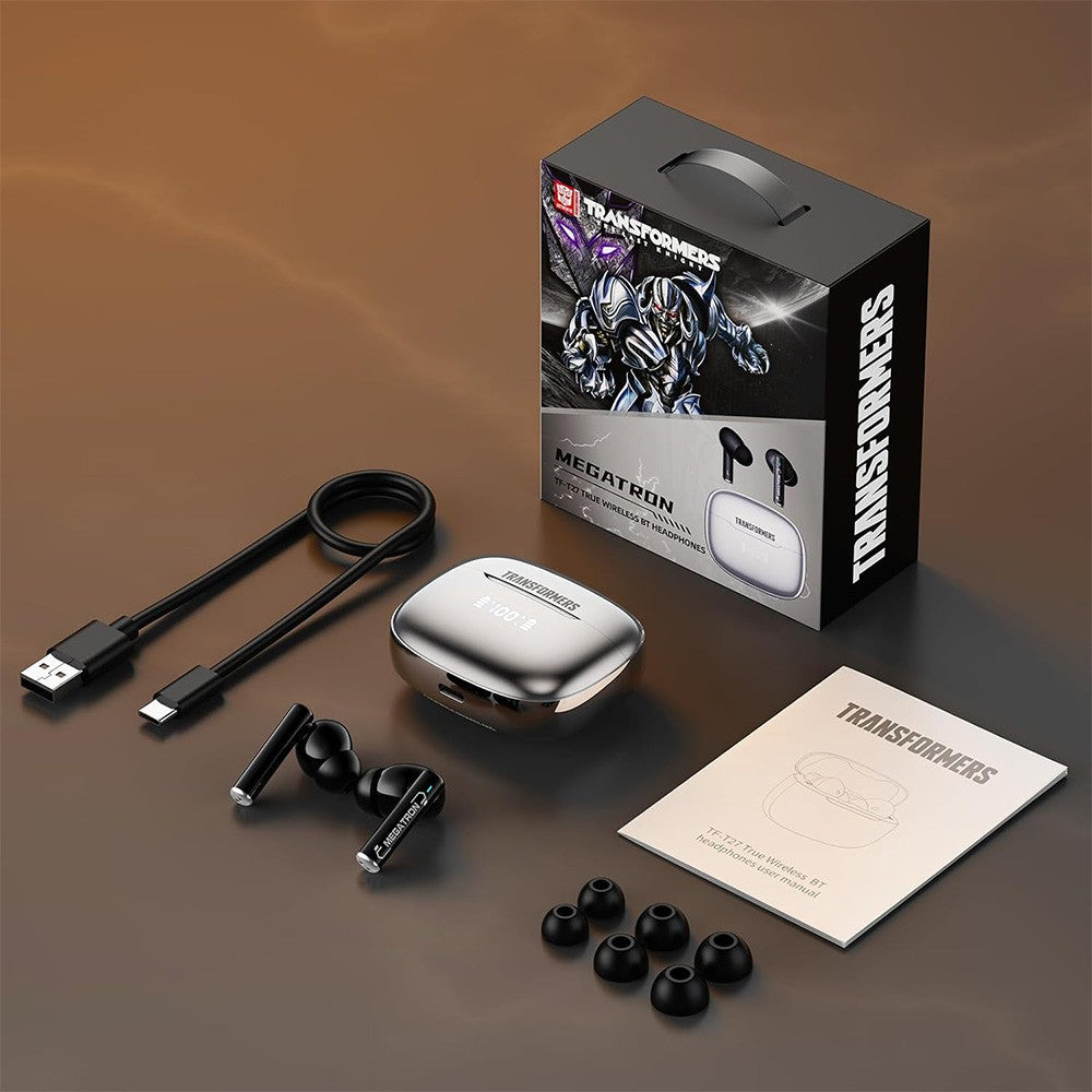Transformers Wireless Earbud Earphones Bluetooth V5.4 ANC Noise Cancelling TF-T27 - Silver
