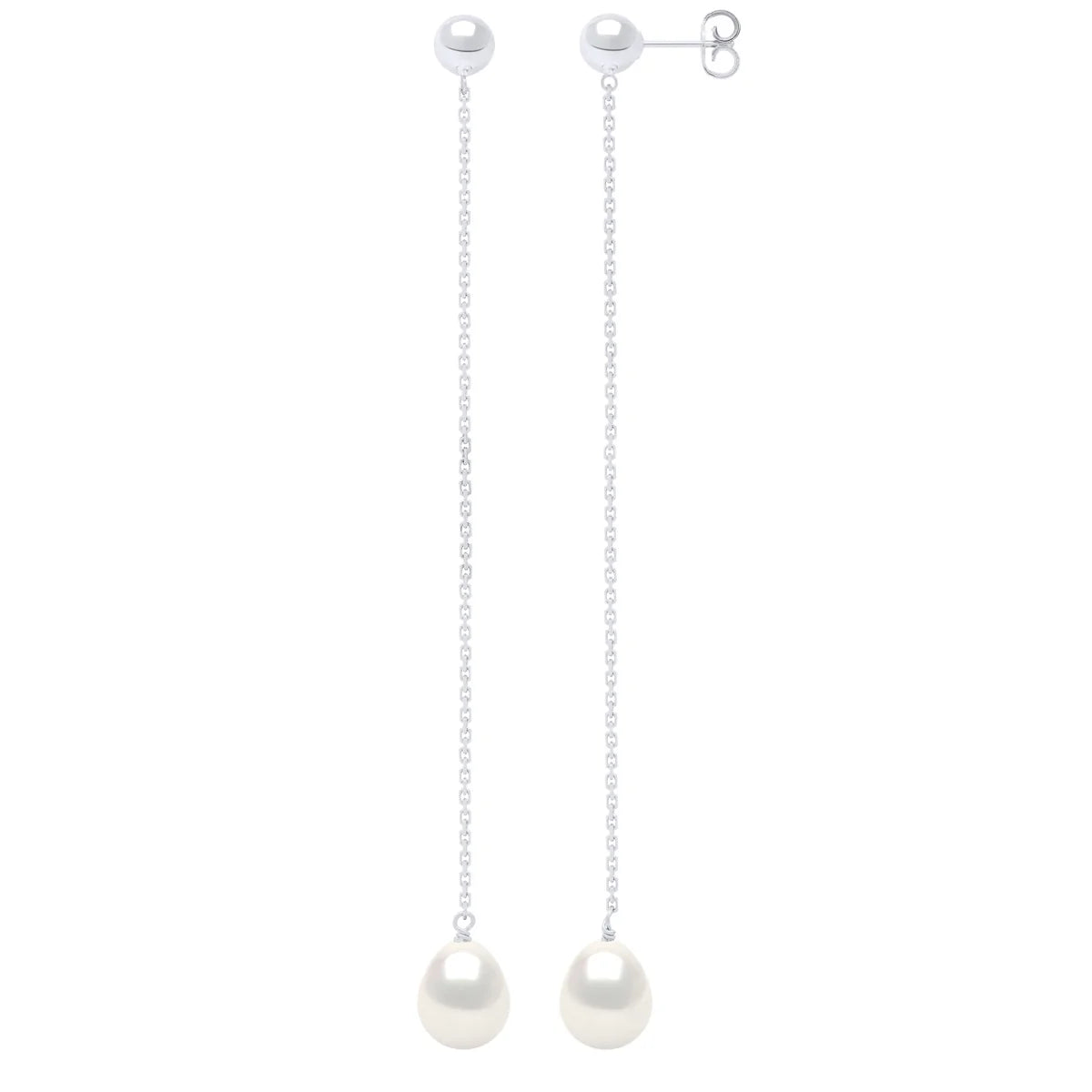 Drop Earrings Freshwater Pearl White Sterling Silver 7-8mm Stud
