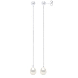 Drop Earrings Freshwater Pearl White Sterling Silver 7-8mm Stud