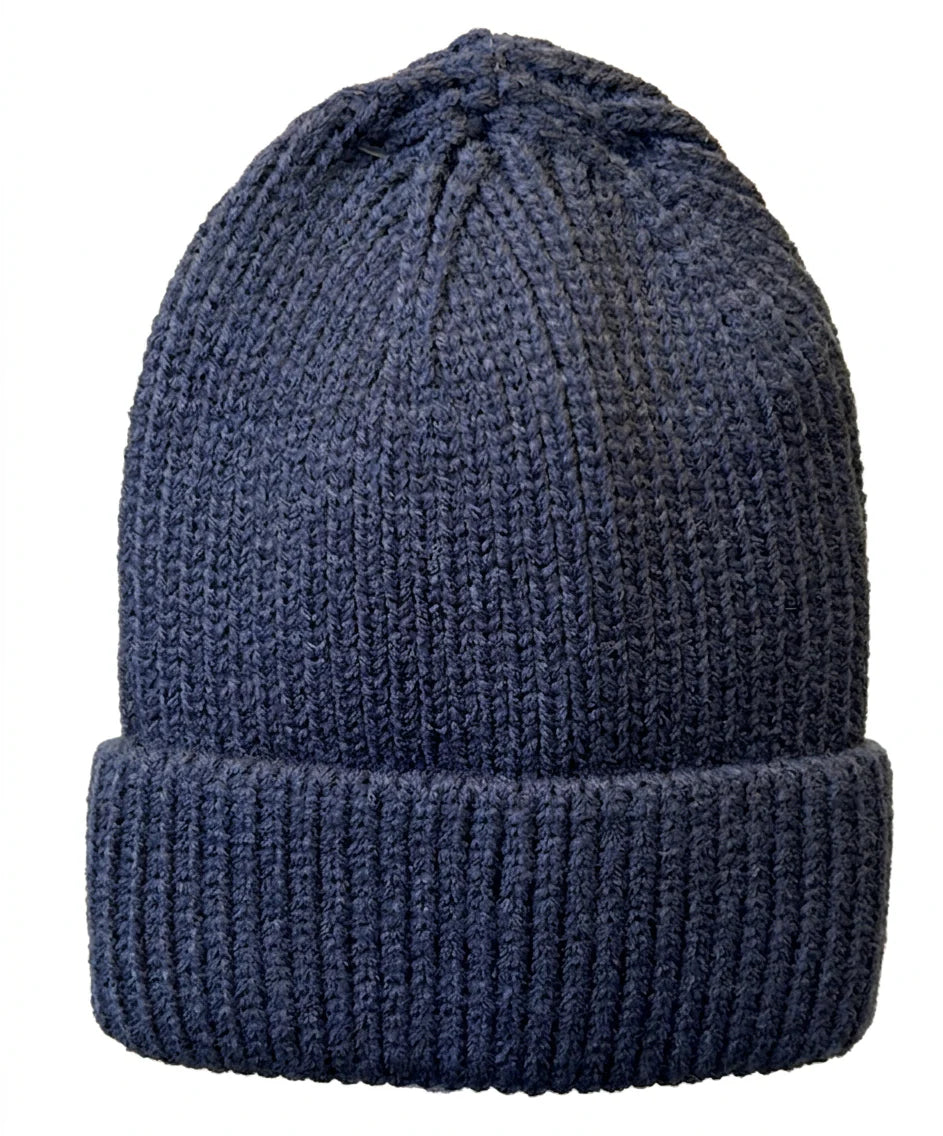 Cherry Red Chunky Knit Beanie - Blue