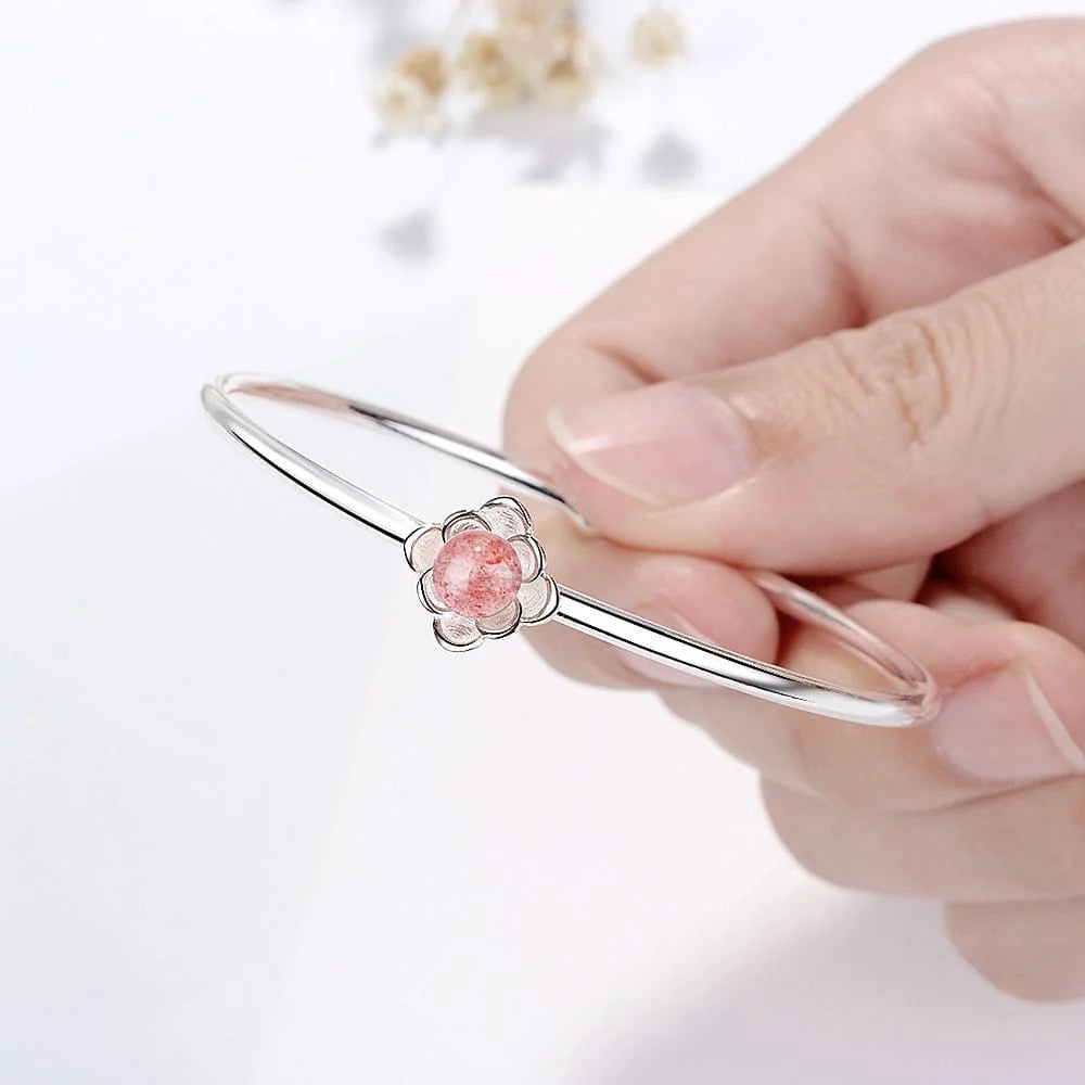 Amanda Flower Pink Strawberry Quartz Bangle