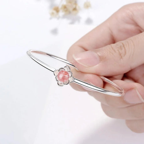 Amanda Flower Pink Strawberry Quartz Bangle
