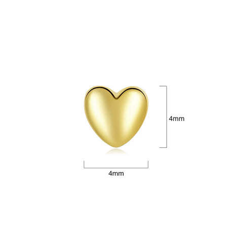 Solid 925 Signature Silver Queen Of Hearts Stud Earrings In Gold