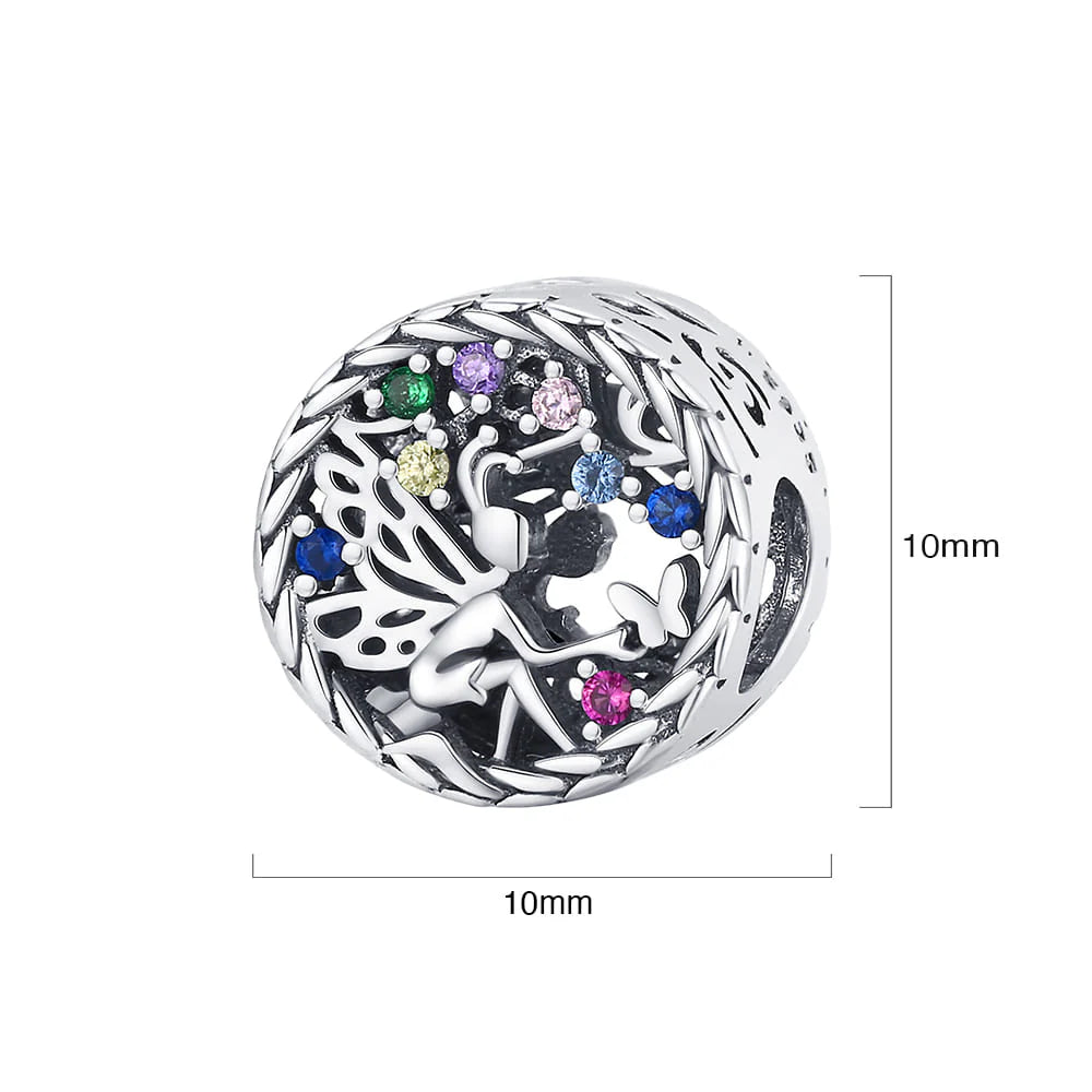 Solid 925 Sterling Silver Fairies Forest Pandora Inspired Bead Charm