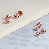 Bullion Gold Glitter Ball Stud Rose Gold Layered Earrings 4mm