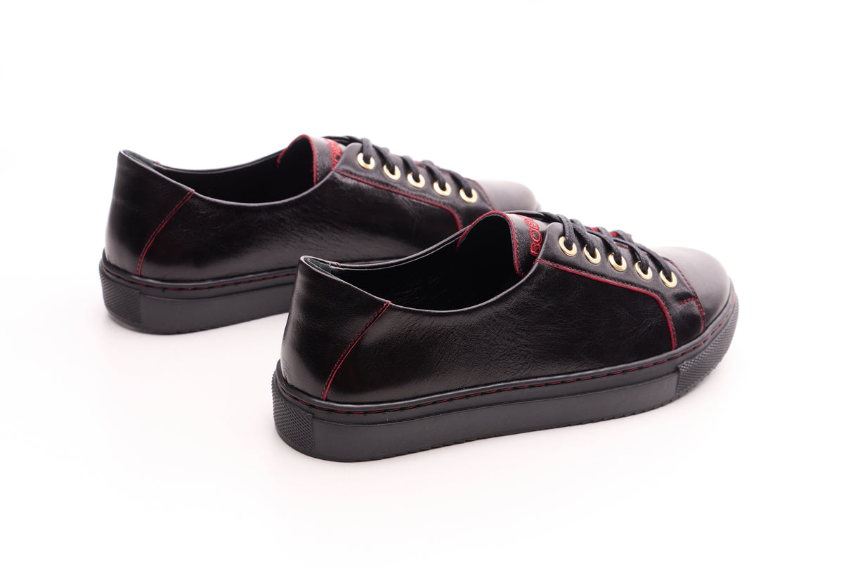 Bosccolo Womens Sneakers - Black+Red