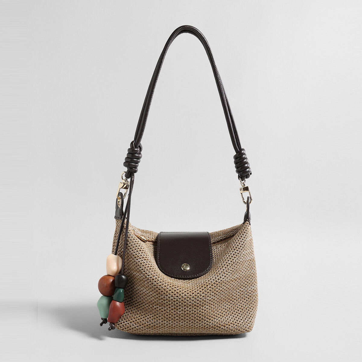 Woven Textile Shoulder Bag - Khaki