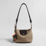 Woven Textile Shoulder Bag - Khaki