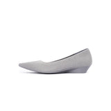 Diagonal Cut Knit Pointed Toe Wedge Flats - Grey