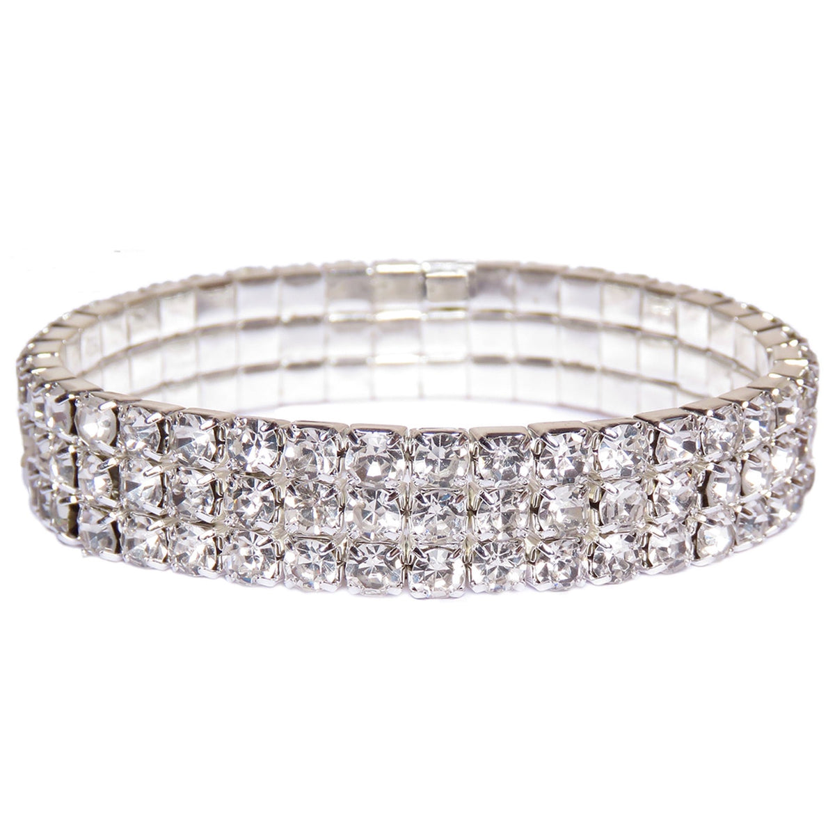 Liv Oliver Silver Multi Row Crystal Bracelet
